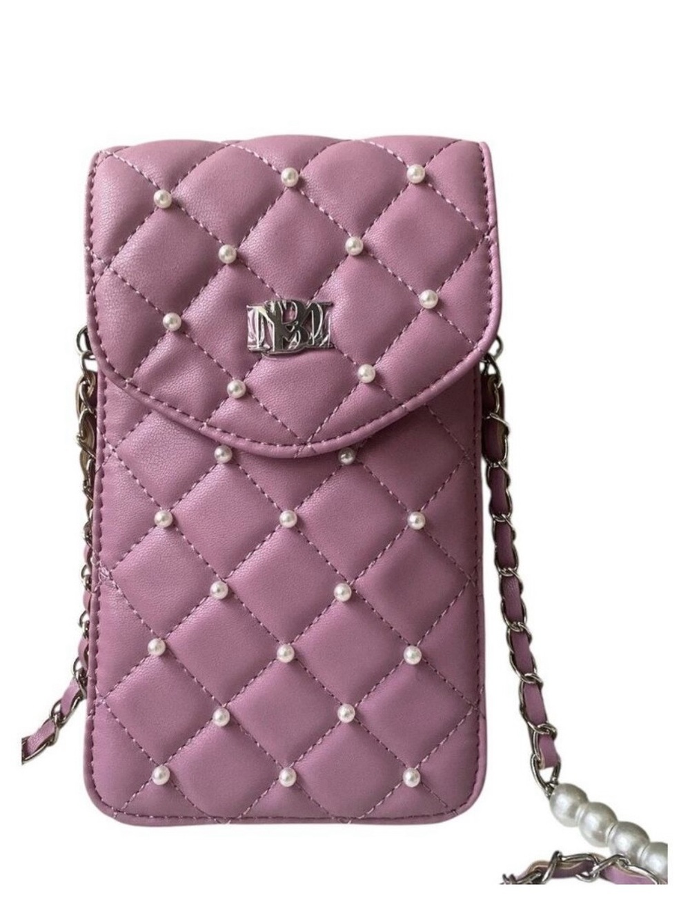 New Badgley Mischka pink quilted vegan faux leather crossbody phone bag